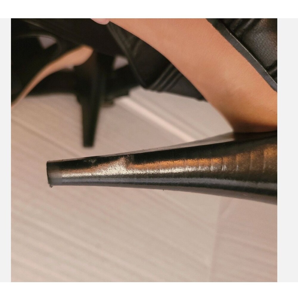 Max Studio Leather Black Crisscross Ankle Strappy Heels sandal open toe shoe 6 M - Picture 12 of 16